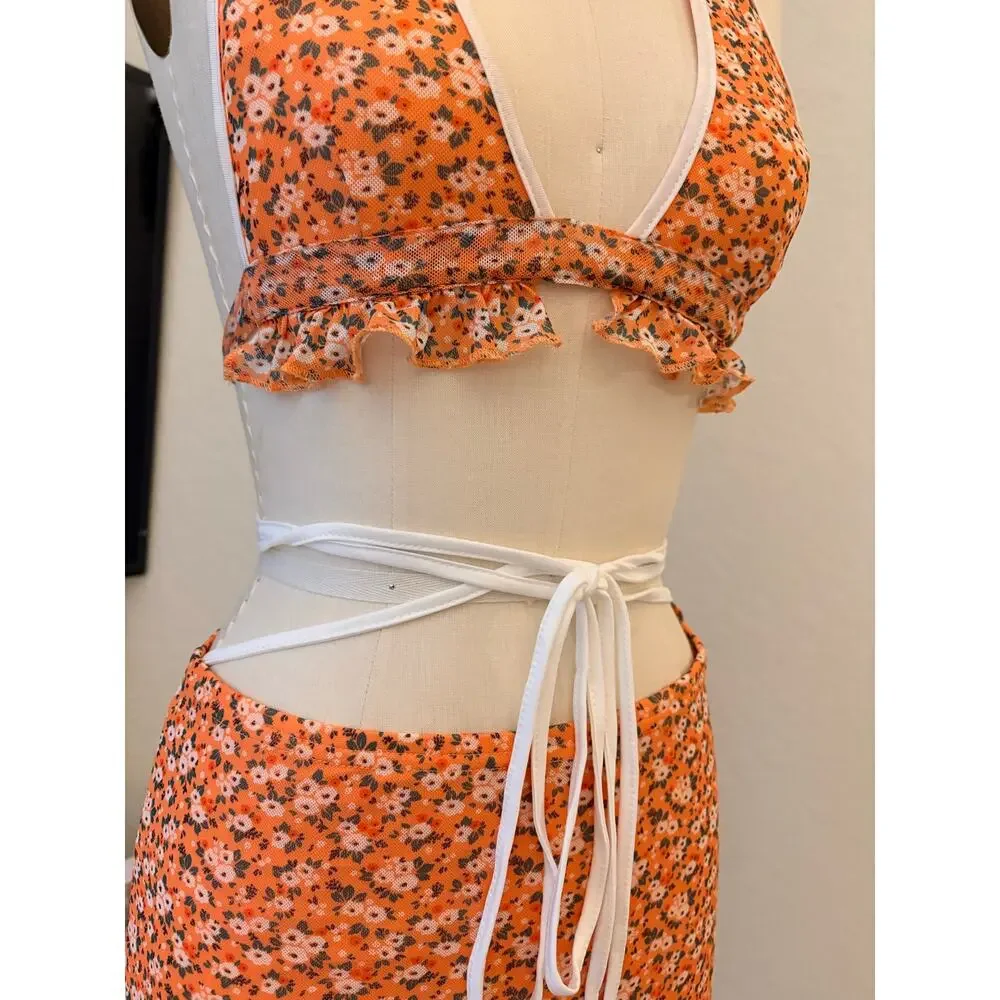 NWOT Dolls Kill Matching Orange Pool Boat Day Summer BADDIE Set